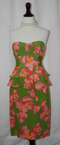 Green and Pink Floral Chiffon Peplam