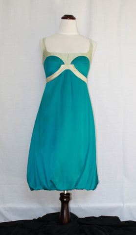 Teal Bubble Hem Satin Frock