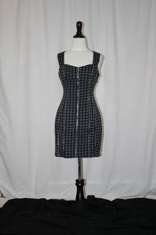 Plaid Zipper Party Dress