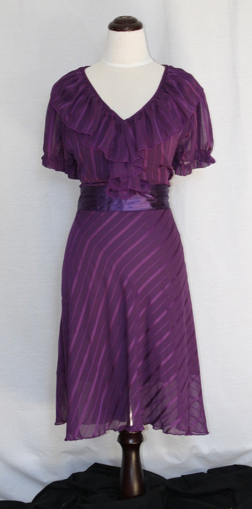 Ruffled V-Neck Day-to-Evening Cap Sleeve Frock