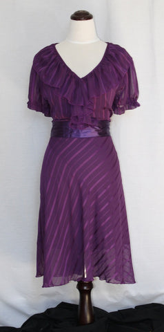 Ruffled V-Neck Day-to-Evening Cap Sleeve Frock
